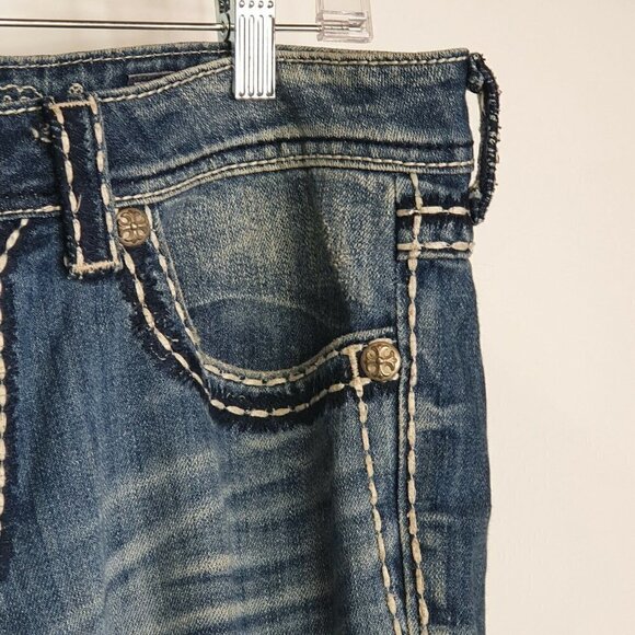 Miss Me Womens Distressed Boyfriend Capri Jeans Cropped Bling Size 28 JPB5014 - Picture 3 of 12